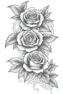 roses and Eagle soaring tattoo design idea