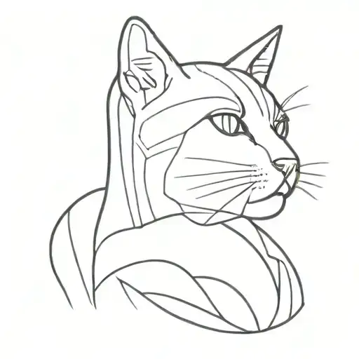 cat and owner lines forming tattoo design idea