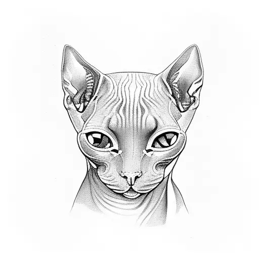 sphynx cat with chess board inside eye tattoo design idea