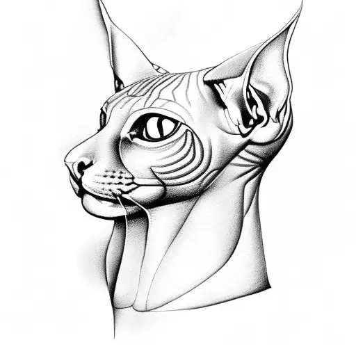 sphynx cat head instead of a queen chess piece on a chess board tattoo design idea