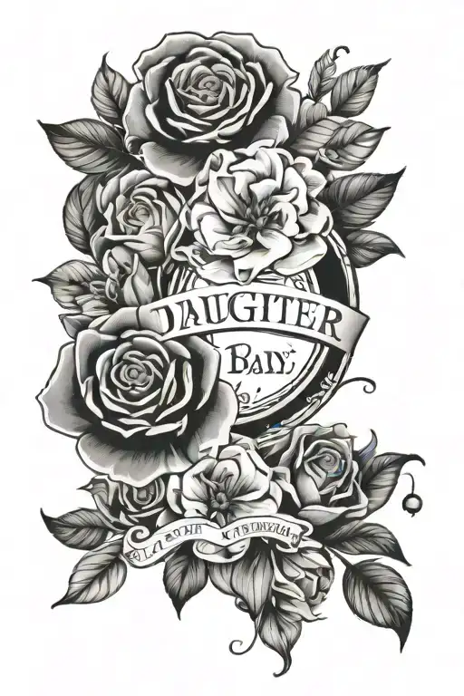 daughter name incorporated, daughter birth date, travel, love for family  tattoo design idea