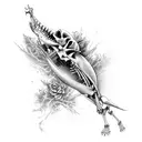 funky dead fish skeleton tattoo design idea