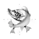 funky dead fish skeleton tattoo design idea