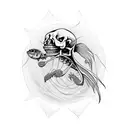 funky dead fish skeleton tattoo design idea