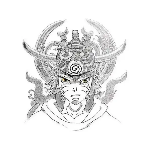 warrior posing like enma from naruto tattoo design idea