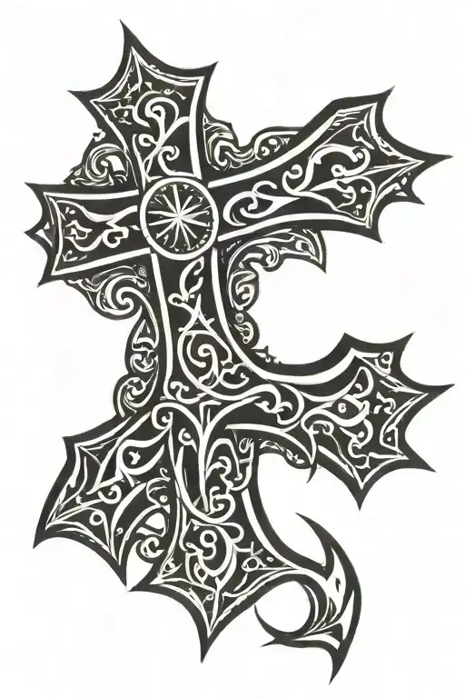 tribal cross tattoo tattoo design idea
