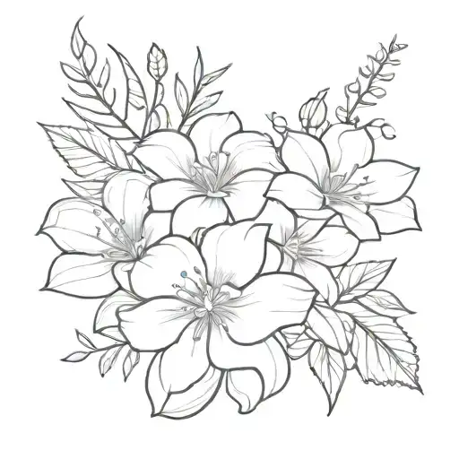 Scorpio and taurus birth flower bouquet tattoo design idea