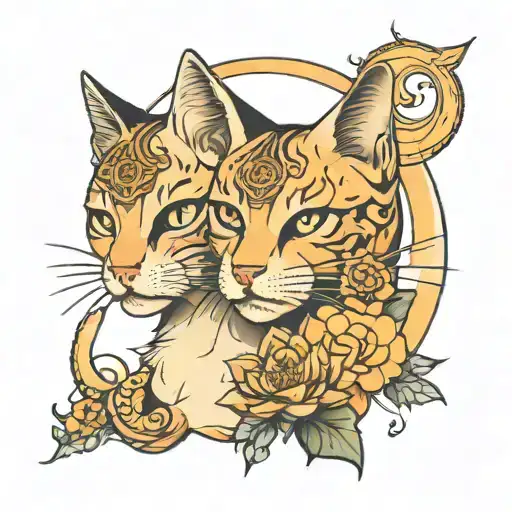 sun moon cats sister tattoos tattoo design idea