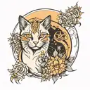 sun moon cats sister tattoos tattoo design idea