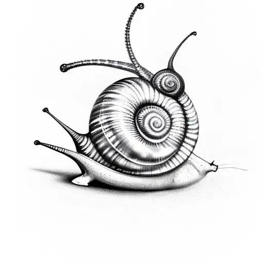 a snail on a leafe. only outlines tattoo design idea