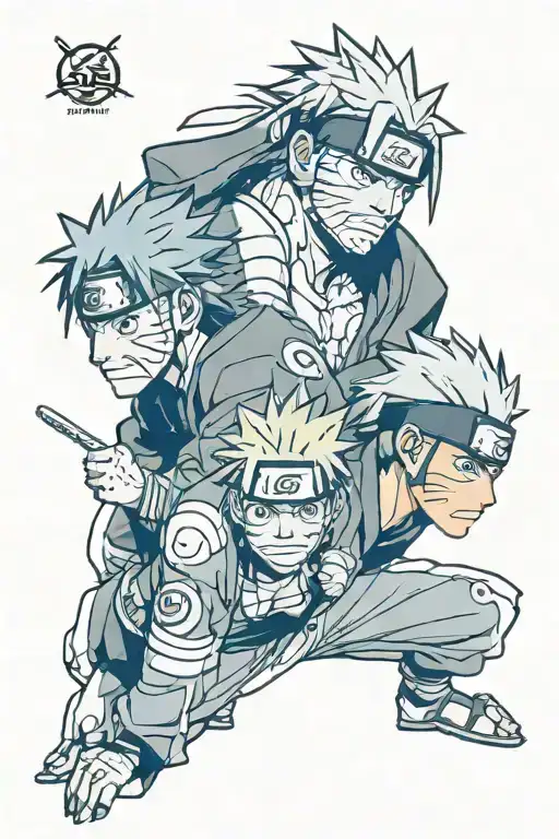 Naruto and pain faces side by side view tattoo design idea