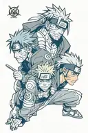 Naruto and pain faces side by side view tattoo design idea