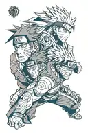 Naruto and pain faces side by side view tattoo design idea