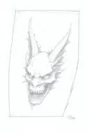 6 dragon flying around the devil's face. flowering . dark tattoo design idea