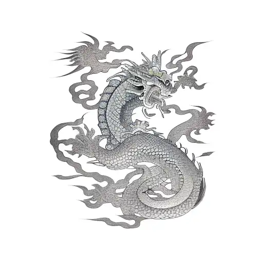 Coi Fish with the body of a Dragon tattoo design idea