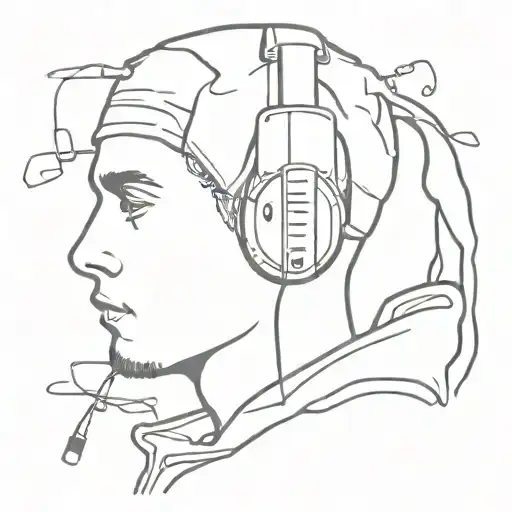 Eminem 8 mile photo on the bus with headphones with the lyrics Not Afraid  tattoo design idea