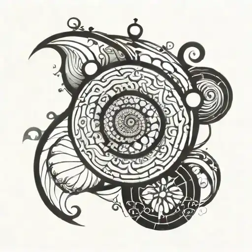 planet fibonacci spiral tattoo design idea