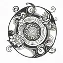 planet fibonacci spiral tattoo design idea