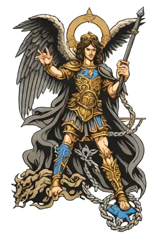 St Michael, police, thin blue line tattoo tattoo design idea