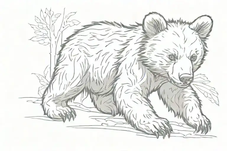 bear cub playing tattoo design idea