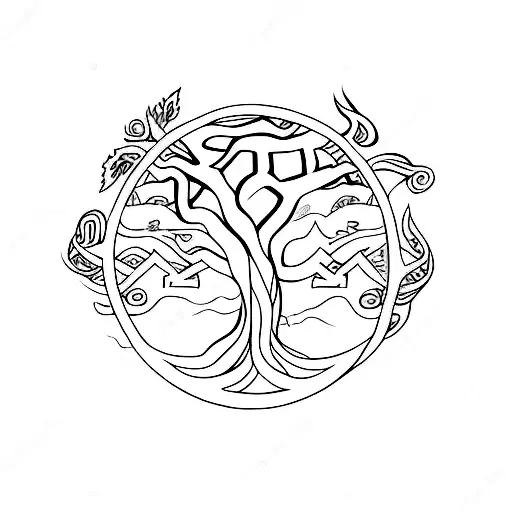 Yggdrasil norse tree of life tattoo design idea