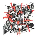 insanity text written tattoo design idea