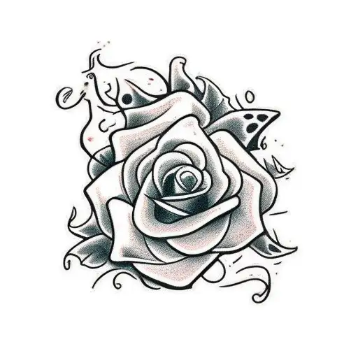 zombie pirate rose vines tattoo design idea