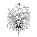 zombie pirate ship vines tattoo design idea