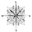 A compass and clock intertwined with a beautiful flower tattoo design idea
