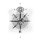 A compass and clock intertwined with a beautiful flower tattoo design idea