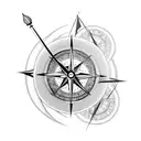 A compass and clock intertwined with a beautiful flower tattoo design idea
