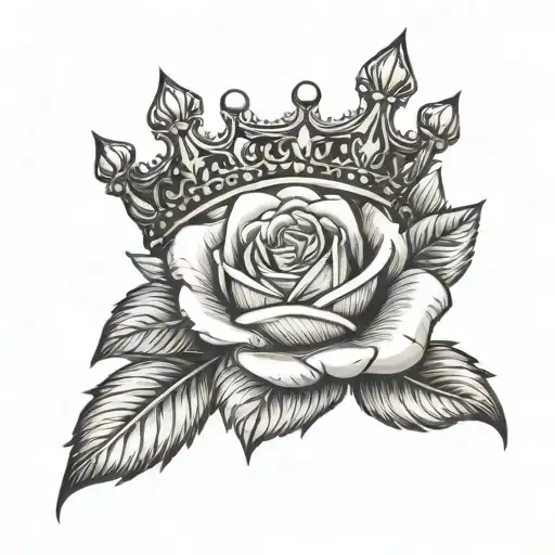 crown with rose in middle finger tattoo tattoo design idea