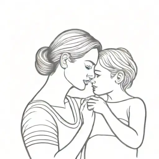 mom and daughter relationship symbolized tattoo design idea