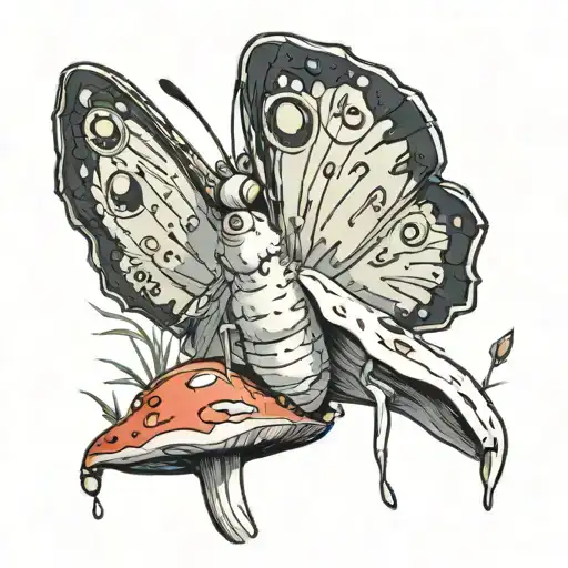 moth on toadstools studio ghibli tattoo design idea