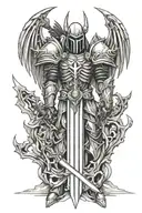 tyrael from diablo 3 with sword like insuline pen tattoo design idea