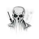 Ghostface from the movie scream smoking a blunt tattoo design idea
