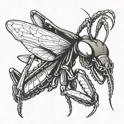 praying mantis eating head   tattoo design idea