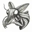 praying mantis eating head   tattoo design idea
