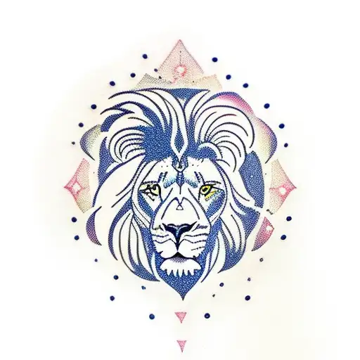 a lion surrounded by stars and 222 tattoo design idea