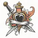 heart and dagger tattoo design idea