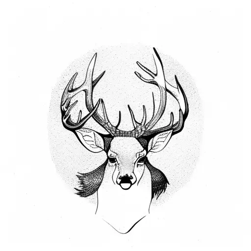 deer in forest silhouette tattoo design idea