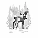 deer in forest silhouette tattoo design idea