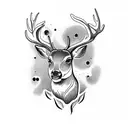 deer in forest silhouette tattoo design idea