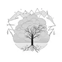 lightning falling on tree tattoo design idea