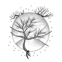 lightning falling on tree tattoo design idea