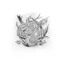 vine red ink tattoo design idea