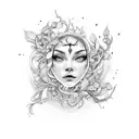 vine red ink tattoo design idea