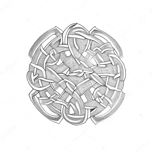 collage Celtic Knot roman ruin ando náhuatl Warrior tattoo design idea