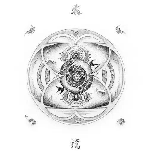 A yin and yang symbol with one half representing Cancer and the other representing Pisces tattoo design idea