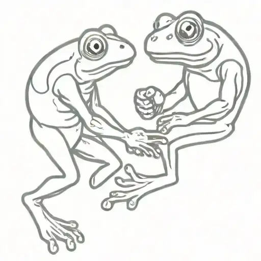 two frogs with boxing gloves fighting tattoo design idea